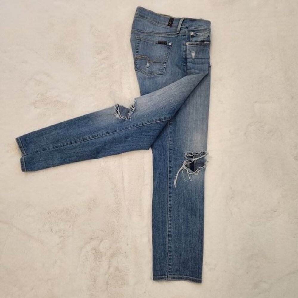 7 for all mankind josefina skinny boyfriend blue jeans size 27 - Picture 16 of 16